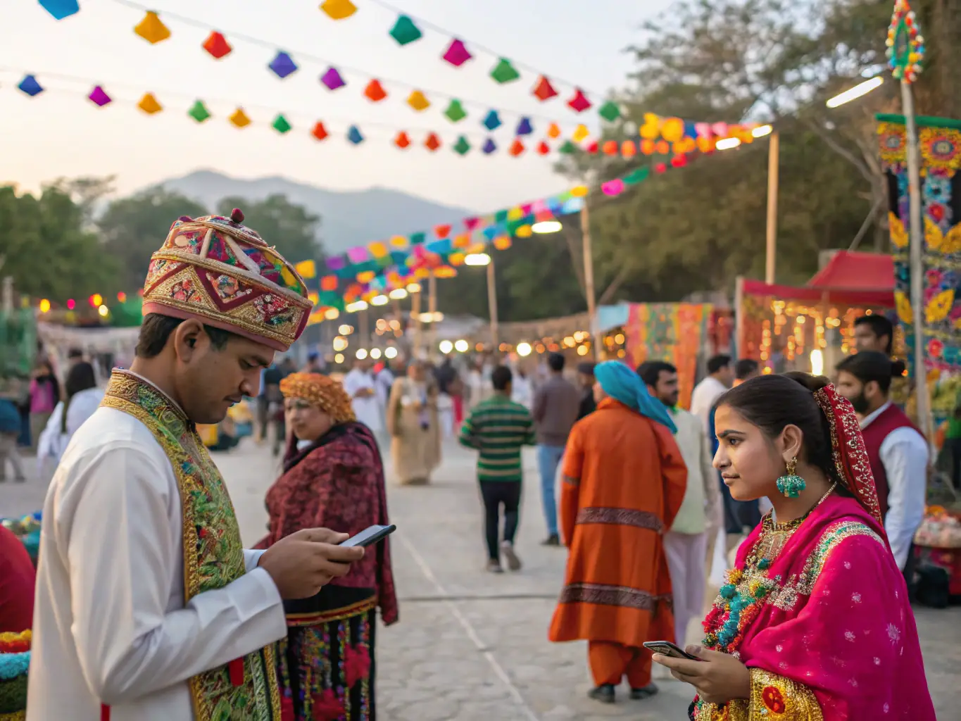 A visually appealing image of a cultural festival, showcasing diverse artistic displays, food stalls, and enthusiastic attendees, representing ACAM's role in promoting cultural events and community engagement.